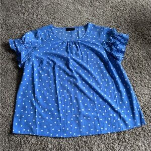 Lane Bryant | Blue and White Polka Dot Top